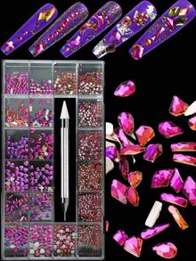 21 Gitter Nagelrhinestone-Set, Nail Art Dekorationen flache AB Strass-Set DIY Handwerke Edelsteine für Nägel, Schuhe, Kleidung, Schmuck Heim DIY Dekorationszubehör