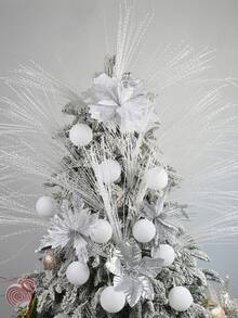 2/4/8 Stück 68cm Weihnachtsdekoration funkelnde Zweige künstliche gekräuselte Zweige für Weihnachtsbaum Dekoration Wohnraumdekoration Weihnachtsdekoration Winterraumdekoration