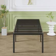 Lutown-Teen - Marco de cama individual de 25 pulgadas de alto con patas de esquina redondeadas, marco de cama de plataforma doble de metal resistente con soporte de listones de acero, no necesita - 14 pulgadas - Ver 6