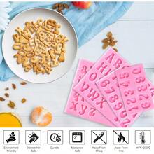 QEEYON 4 Pcs Silicone Letters Numbers Mold Chocolate Fondant Candle Mould 3D Silicone Mould Alphabet Number Biscuit Ice Cube Gummy Making Tray DIY Baking Mold for Cake Dessert Decoration Y - rosa - Ver 4