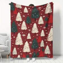 GEL HUT MUN 1 pièce Couverture en flanelle douce, cadeau de grand-mère - cadeau d'anniversaire idéal pour la jeune génération, design floral tropical, couverture confortable pour le canapé et le lit, toutes saisons, couverture d'automne, couverture en polaire, couverture et jeté, couverture moelleuse, literie, jeté de canapé, couverture de Noël vintage douce et confortable - motif d'arbre rouge et de flocon de neige en flanelle douce, convient pour la sieste, le camping, les voyages et la décoration d'intérieur