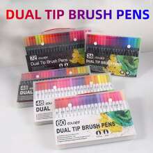 120 PCS Dual Markers Brush Pen Fine Double Tip Point Art Marker For Adult Coloring Hand Lettering Writing Planner Journal Note Calligraphy Drawing Art Craft School Supplied