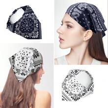 Europäischer und amerikanischer neuer Damenkopftuch mit Cashewblume Dreieck Stirnband, unisex Chiffon Hip-Hop vielseitig elastisches Kopftuch, 1 Stück elegantes Haaraccessoire warme Haarbänder Damen Bandanas
