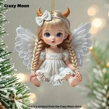 1/4 pièces Pendentif ange en acrylique, accessoires de voiture, ornements de Noël pour la maison des femmes, décorations d'arbre de Noël, fournitures de fête amusantes pour les vacances