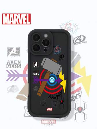 Marvel Custodia per telefono compatibile con 17/16/15/14/13/12/11/17 Pro Max/XS/XR/XS MAX, con licenza ufficiale MARVEL/motivo a cartone animato, cover posteriore opaca antiurto