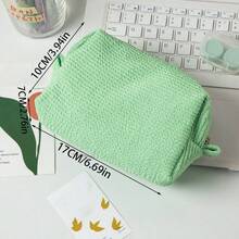 Custom Name Embroidered Cosmetic Bag, Solid Color Toiletry Wash Pouch, Stylish Makeup Storage Organizer, Multifunctional Travel Bag, Gift For Girl - Multicolor - View 4