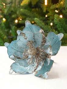 5/12 Pcs Extra Large Shiny Pink Blue Christmas Artificial Flower Christmas Tree Decoration Pendant Ornaments Glitter Champagne Red Flowers Suitable For Merry Christmas Christmas Party Home Garden Decoration Room Background Decoration, Christmas Window Decoration, Christmas Tree Decoration Artificial Flower Home Decor Christmas Decorations Room Decor