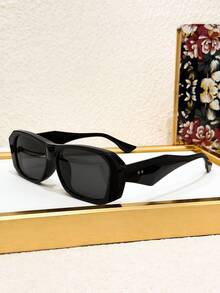1pc Retro Small Frame Asymmetrical Rectangular Fashion Glasses - Stylish Wide Frame, Durable Plastic Frame, Unisex - Multicolor - View 3