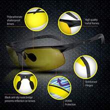 Set Of 2 HD Day And Night Driving Glasses For Men And Women Polarized Sport Sunglasses And Yellow Night Vision Glasses With Car Clip Holder 1 Yellow Lens + 1 Black Lens 1 Yellow Lens + 1 Black Lens Unisex - 如圖 - 查看 7