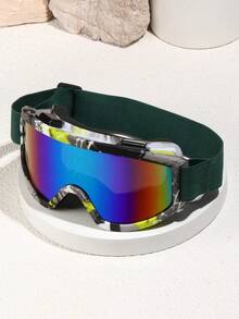 Classic Large Frame Water Transfer Floral Design Ski Goggles, Comfortable Foam Padded Anti-Collision, Unisex One-Piece Coated TPU Frame, Adjustable Strap, Multiple Colors Available