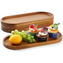 2pcs Wood Serving Trays 12x4in Charcuterie Boards Oval Wooden Plates Wood Serving Platter Cheese Dinner Plates Bulk For Dessert Snack Bread Fruit Appetizer Dishes For Kitchen Decoration, It Can Be Used For Party, Buffet, Barbecue, Hotel Etc - 2 件套砧板 - 查看 12