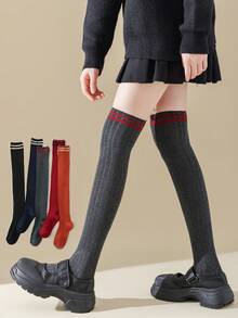 1 Pair Women's Striped Over-The-Knee Socks, Fashionable, Versatile, Long Tube Socks Suitable For Various Occasions