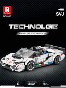 Reobrix NO.687 White Sports Car Building Block Toy Set, Mechanical Vehicle Set - Suitable For Christmas & Halloween Unique Decorative Gifts, Ideal For Family Gatherings And As Halloween/Christmas/Birthday Gifts (382Pcs) - trắng - Xem 1