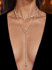 2件套金色极简项链套装 - 銀色 - 查看 7