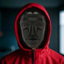 أقنعة تنكرية، قناع كوستيوم للبالغين مقاس واحد، قناع لعبة البقاء على قيد الحياة الكرتونية، شبكة سوداء، مثلث، مربع، دائرة، مناسبة للعب الأدوار والحفلات والأعياد، للسيدات والرجال