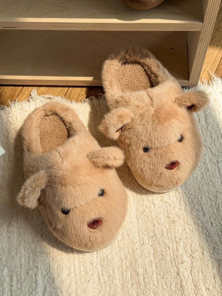 Damskie, urocze, pluszowe kapcie EVA z motywem misia z kreskówki, wygodne, puszyste, wsuwane kapcie do noszenia wewnątrz i na zewnątrz, odpowiednie na zimę