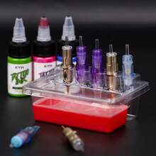 20个透明纹身墨水杯架 - 一次性塑料纹身墨水杯架 - 新款方形针头清洗杯 - 纹身刺绣针头架 - 纹身针头墨水清洗杯，纹身清洁用品，纹身杯架，纹身墨水针头架，塑料纹身杯托盘，透明墨水清洗杯 - 彩色 - 查看 4