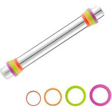 A - XINTONG - Juego de rodillos de acero inoxidable con alfombrilla de silicona para hornear, rodillos, con 4 anillos de grosor ajustable para hornear masa, pizza, tarta, pasteles, pastas y galletas - plateado - Ver 3