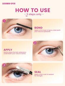 10ml Eyelash Glue Set (Tweezers And Brush) - 2 Bottles Of Cluster Eyelash Adhesive, Suitable For DIY Individual Eyelash Extension, Long-Lasting Waterproof Eyelash Extension Kit - Pink - View 6