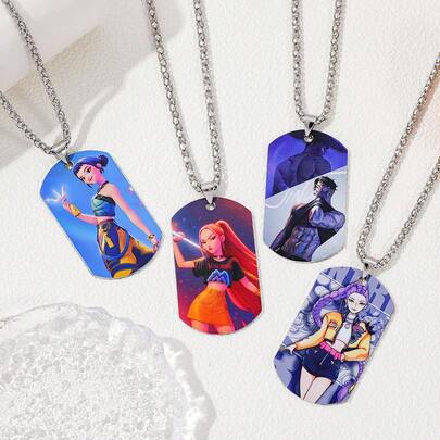 1pc/Set, KPOP Gift, Anime Cartoon Pendant Necklace, Cute Girls Necklace, Mira Zoey Rumi Decorative Necklace, Tag Necklace, Party Costume Prop, Gift For Best Friend, Couple Necklace