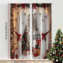 Christmas Forest Theme Polyester - 2 Pieces Set Boho Style Washable Lightweight Decorative Hanging , Machine Wash For Various Rooms