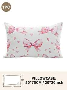 1个/2个/4个可爱蝴蝶结印花枕套（不含枕芯），柔软舒适，四季皆宜 - 彩色 - 查看 23