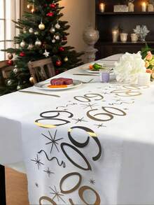 1/2pc 11inch*118/196/393inch Foil Printed Birthday Number Table Runner, Suitable For Festivals, New Year, Christmas, Halloween, Wedding, Birthday Party And Daily Use - Multicolor - View 57