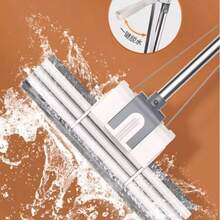 Duży mop gąbkowy, trwała gumowa bawełniana rolka do wyciskania wody, superchłonny, do mycia bez użycia rąk, wytrzymały i niezawodny do użytku domowego - Szary - Zobacz 6