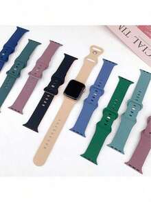 Compatible With Apple Watch Series 9/8/7/5, Breathable Silicone Butterfly Buckle Watch Band, Multiple Colors Available, 4 Sizes (38/40/41mm S/L, 42/44/45mm S/L) - Black - View 4