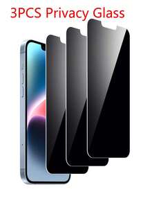 3pcs Anti-Spy Tempered Glass Screen Protector Compatible With IPhone 14 6.1", 13/13 Pro 6.1", 15/15 Pro Max, 16/16 Pro/16 Pro Max, 17/17 Pro/17 Pro Max, Air - Black - View 21