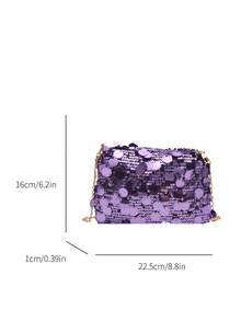 1pc Glitter Lightweight Large Capacity Women's Crossbody Bag, Fashionable Versatile Party Bucket Bag Suitable For Party, Travel, Evening , Purple - Purple - View 9