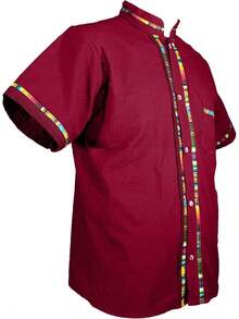 Men's Short Sleeve Mexican Guayabera Shirts Made In Mexico, Multiple Colorshalloween - 蔓越莓 - 查看 3