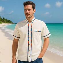 Men's Short Sleeve Mexican Guayabera Shirts Made In Mexico, Multiple Colorshalloween - 奶油 - 查看 2