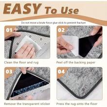4 /8 /12 Reusable And Washable Carpet Clips - Anti-Slip Carpet Patches, Double-Sided Tape, Suitable For Home Decoration In Bedrooms, Outdoors And Porches.