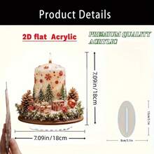 Vela de Natal em acrílico estilo boêmio 2D MAHUNIYA com base para captar luz - Cedro, decoração vermelha e sinos dourados. Decoração de alta qualidade para casa, escritório, livraria ou mesa. Presente de Natal ideal. Crie uma atmosfera natalina. Decoração retrô requintada para o centro da mesa. Acabamento delicado. Design 2D plano com furos aleatórios. - Multicolorido - Ver 2