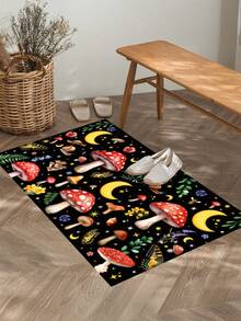 1/2pcs Mushroom Forest World Style Farmhouse Floor Mat, With Strong Water Absorption And Easy Cleaning, Is Suitable For Home Decoration, Farmhouse, Porch, Interior, Room Decoration, Kitchen, Dining Room, Small Office/Home Office, Sink, Laundry Room, Floor Mat, Kitchen Mat And Non-Slip Mat.