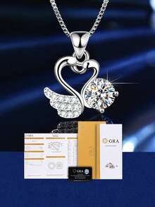 1pc Exquisite Women's Jewelry S925 Silver Moissanite 1CT Swan Necklace, Beautiful Necklace, Party Gift, Engagement Gift, Bridal Jewelry