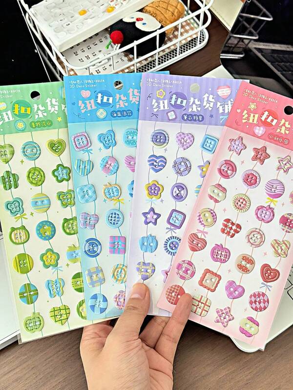3D Three-Dimensional Button-Shaped Stickers For A Button Variety Store, Cute Realistic Button Stickers For Journaling And Packaging Decoration, Button Stickers For Various Combinations, 3D Cartoon Button Stickers, Student Prizes, Holiday Gifts, Soft And Adorable DIY Phone Cases, Notebooks, And Diaries.