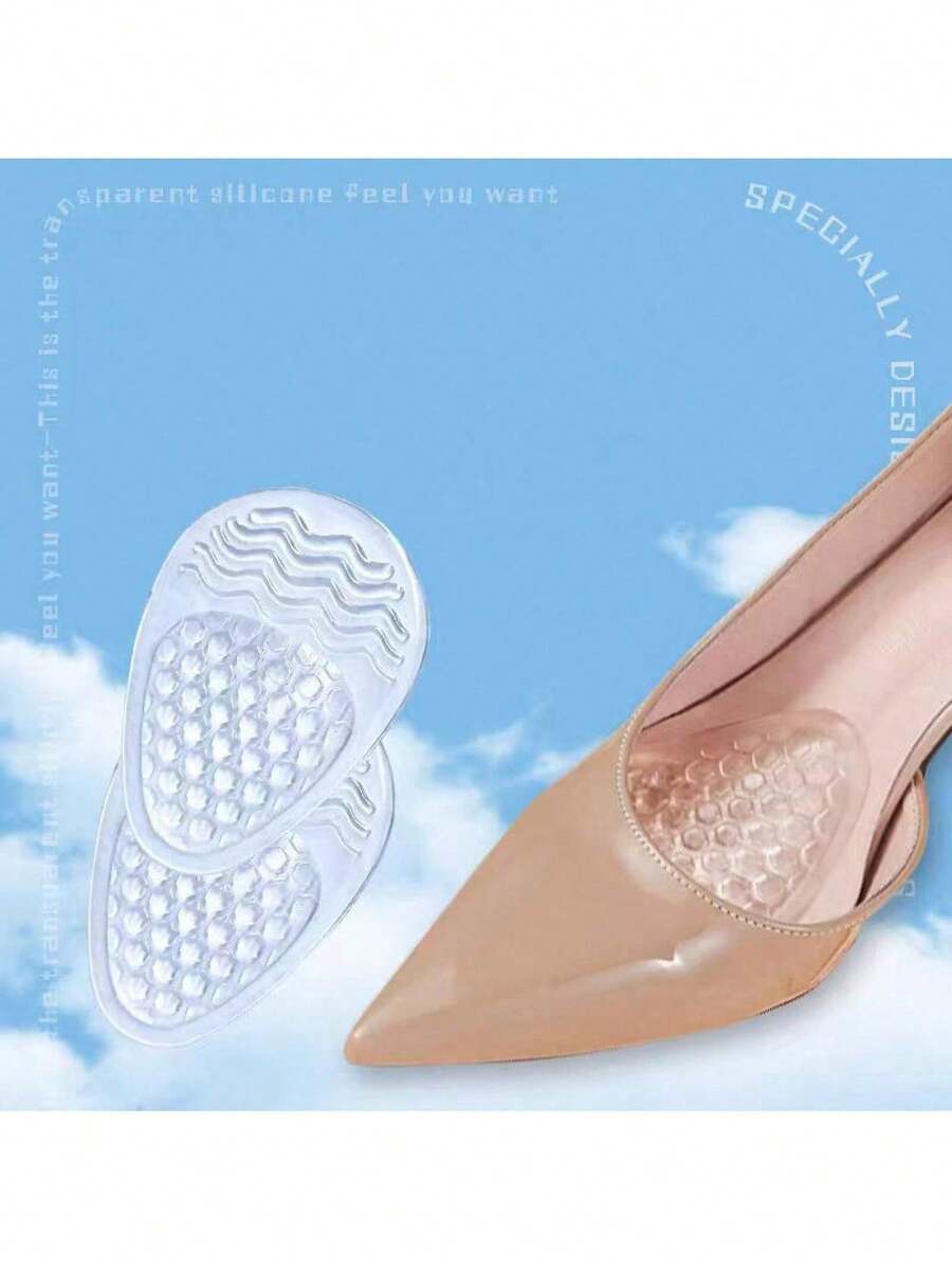 GEL Honeycomb Forefoot Cushion High Heel Anti-Chafing Forefoot Half Insole Soft Shock Absorption Particle Massage - 無色 - 查看 1
