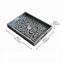 1pc Black Mother Of Pearl Tray, Modern Handmade Shell Catchall Dish, Coated With Melted Paint - Suitable For Christmas, Halloween, Thanksgiving, Valentine's Day And Other Occasions - Black - View 14