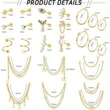 20G Cartilage Earrings For Women Helix Earrings Flat Back Earrings 316L Stainless Steel Star Moon Butterfly CZ Cartilage Stud Earrings Small Hoop Chain Dangle Helix Tragus Piercing Jewelry