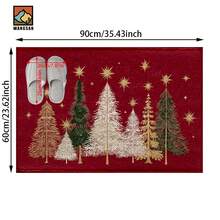 Capacho antiderrapante com padrão de árvore de Natal, capacho antiderrapante de superfibra, adequado para decoração de festas de fim de ano, cozinha, banheiro, sala de jantar, quarto, pode ser dado como presente de Natal