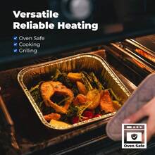 [Paquete de 15] Sartenes cuadrados de aluminio de 8 pulgadas sartenes para hornear para recalentar asar asar y asar recipiente desechable de alimentos bandejas de catering congelador y horno - Plateado - Ver 4