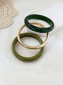 Bộ 3 vòng tay kiểu dáng cổ điển thanh lịch, thiết kế tối giản thời trang, phù hợp để đeo hàng ngày, trang sức thời trang nữ, acrylic, không khảm, phù hợp cho các dịp hàng ngày và tiệc tùng quanh năm, (Sản phẩm cao cấp) - QP nhiều màu - Xem 2
