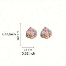 1 Pair Cute Women Colorful Floral Hoop Earrings Jewelry Accessories Valentine's Day Party Gift Fashion Women Earrings Birthday/Engagement/Holiday Gifts Everyday Jewelry, Elegant Accessory - 如圖所示 - 查看 4