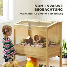 Hamster Cage 2 Levels Rodent Cage Small Animal Cage With Folding Lid, Large 83.2 X 50 X 103 Cm Natural Wood - Apricot - View 5
