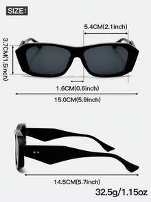 1pc Retro Small Frame Asymmetrical Rectangular Fashion Glasses - Stylish Wide Frame, Durable Plastic Frame, Unisex - Multicolor - View 11