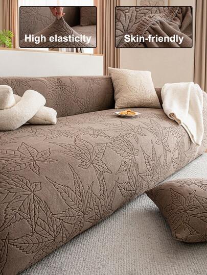 1 件纯色 Sherpa 提花沙发套，宠物友好型防滑防尘防刮，圣诞节和新年装饰，适用于室内外花园客厅沙发，适合 1/2/3/4 座沙发