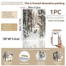 1 件，帆布墙画，带框墙面装饰，复古圣诞老人和圣诞树艺术品，非常适合客厅、卧室或入口处的节日墙面装饰，节日礼物创意，冬季装饰，圣诞节家居装饰，圣诞节