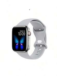 Kompatibel mit Apple Watch Series 9/8/7/5 SE, atmungsaktives Silikonarmband mit Schmetterlingsverschluss, mehrere Farboptionen, 4 Größen (38/40/41mm S/L, 42/44/45mm S/L) - Grau - Übersicht 1